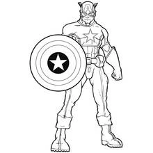 Coloriage Captain America de face, poing le long du corps
