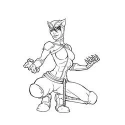 Coloriage Catwoman accroupie prête à griffer