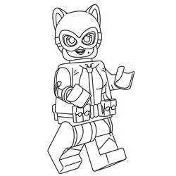 Coloriage Catwoman façon Lego en pleine marche