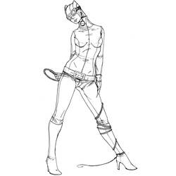 Coloriage Catwoman avec chaînes autour de la jambe