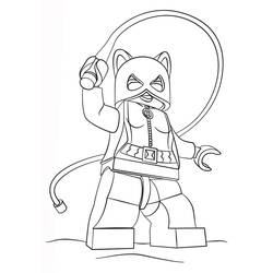 Coloriage Catwoman en style LEGO avec son fouet