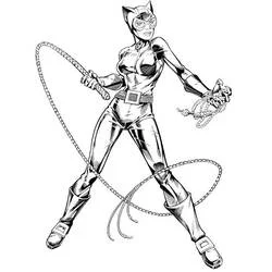 Coloriage Catwoman avec un collier de bijoux