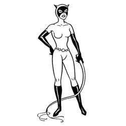 Coloriage Catwoman posant avec son fouet