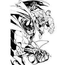 Coloriage Batman et Superman en pleine action