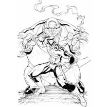 Coloriage Daredevil affrontant une silhouette menaçante