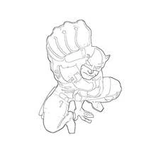Coloriage Daredevil accroupi poing levé