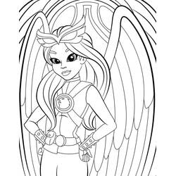Coloriage Hawkgirl debout mains sur les hanches