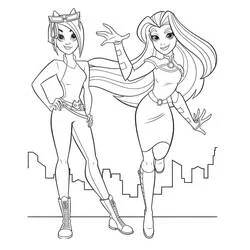 Coloriage DC Super Hero Girls posant ensemble