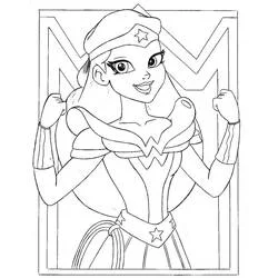 Coloriage Wonder Woman bombant les bras avec assurance