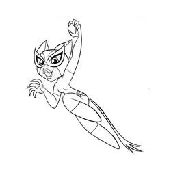 Coloriage Catwoman bondissant griffes sorties