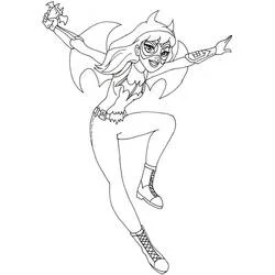 Coloriage Batgirl en plein saut héroïque