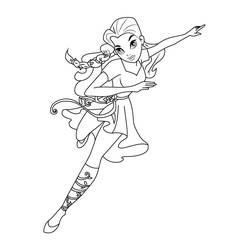 Coloriage Poison Ivy en plein saut avec des lianes