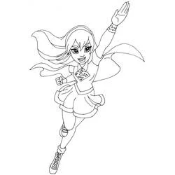 Coloriage Supergirl volant le bras levé