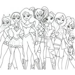 Coloriage DC Super Hero Girls réunies en groupe