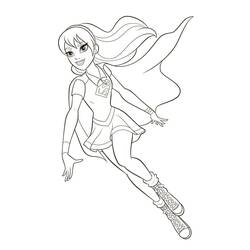 Coloriage Supergirl volant avec sa cape flottante