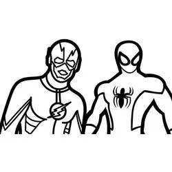 Coloriage Bart Allen et Spider-Man côte à côte