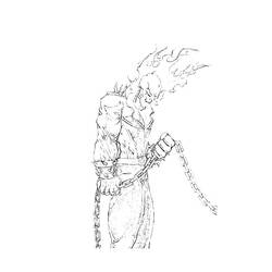 Coloriage Ghost Rider tenant sa chaîne