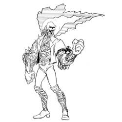 Coloriage Ghost Rider au crâne enflammé et bras cybernétique
