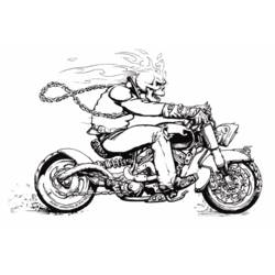 Coloriage Ghost Rider fonçant sur sa moto