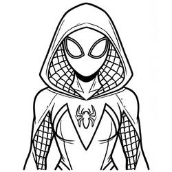 Coloriage Ghost Spider en portrait capuche