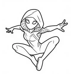 Coloriage Ghost Spider sautant jambes croisées