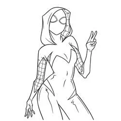 Coloriage Ghost Spider faisant un signe de paix