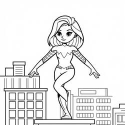 Coloriage Ghost Spider en équilibre sur un toit