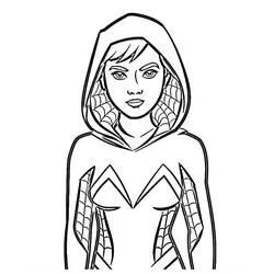 Coloriage Ghost Spider avec capuche et motifs toiles