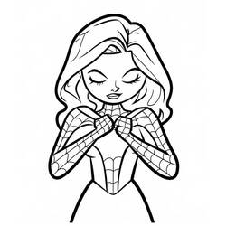 Coloriage Ghost Spider les mains jointes près du visage