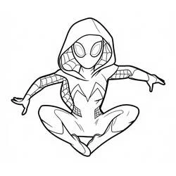 Coloriage Ghost Spider accroupie capuche levée