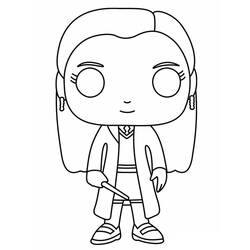 Coloriage Ginny Weasley façon figurine Funko Pop avec baguette