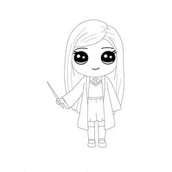 Coloriage Ginny Weasley tenant sa baguette magique