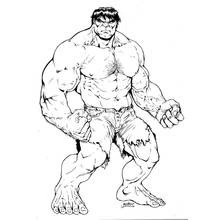 Coloriage Hulk debout poings serrés