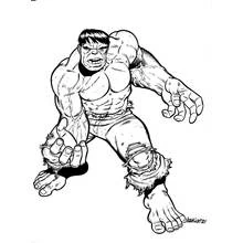 Coloriage Hulk en position de combat accroupie