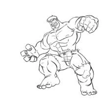Coloriage Hulk rugissant, poings levés