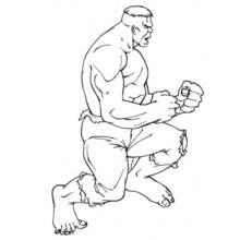 Coloriage Hulk agenouillé poings serrés