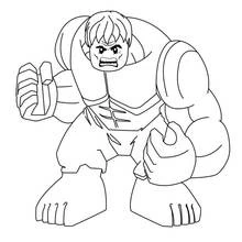 Coloriage Hulk façon Lego dans une pose menaçante