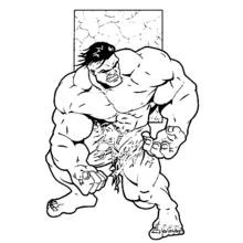 Coloriage Hulk bandant ses muscles imposants