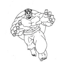 Coloriage Hulk fonçant avec les poings tendus