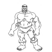 Coloriage Hulk en short déchiré, sourcils froncés