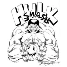 Coloriage Hulk écrasant une citrouille