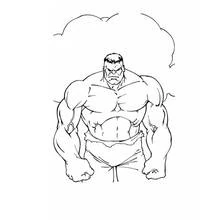 Coloriage Hulk debout avec les poings serrés