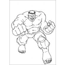 Coloriage Hulk chargeant poings en avant