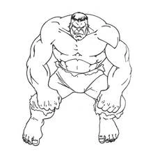 Coloriage Hulk en position accroupie et puissante
