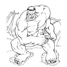 Coloriage Hulk accroupi poings serrés