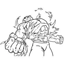 Coloriage Hulk fonçant avec ses poings serrés