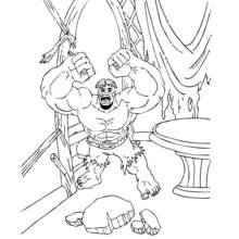 Coloriage Hulk démolissant une pièce
