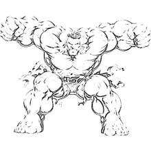 Coloriage Hulk en posture musclée