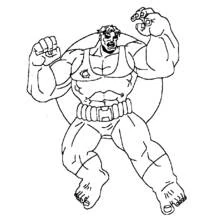 Coloriage Hulk montrant sa force