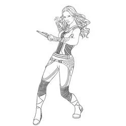Coloriage Gamora en position de combat avec une dague